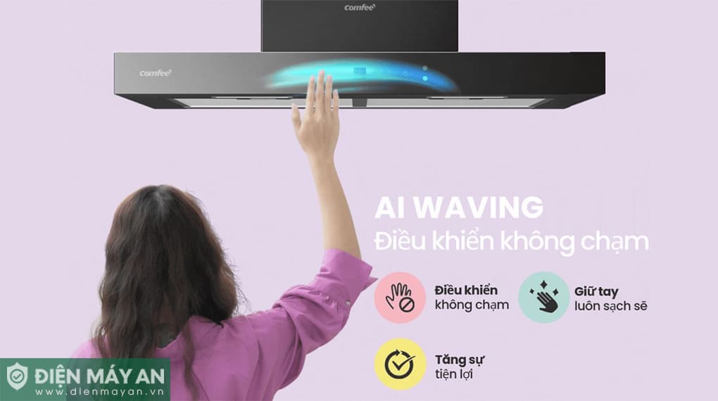 Máy hút mùi áp tường Comfee AI Connect CH-70TM77B